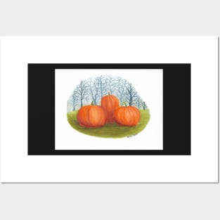 Pumpkins in a Field Posters and Art